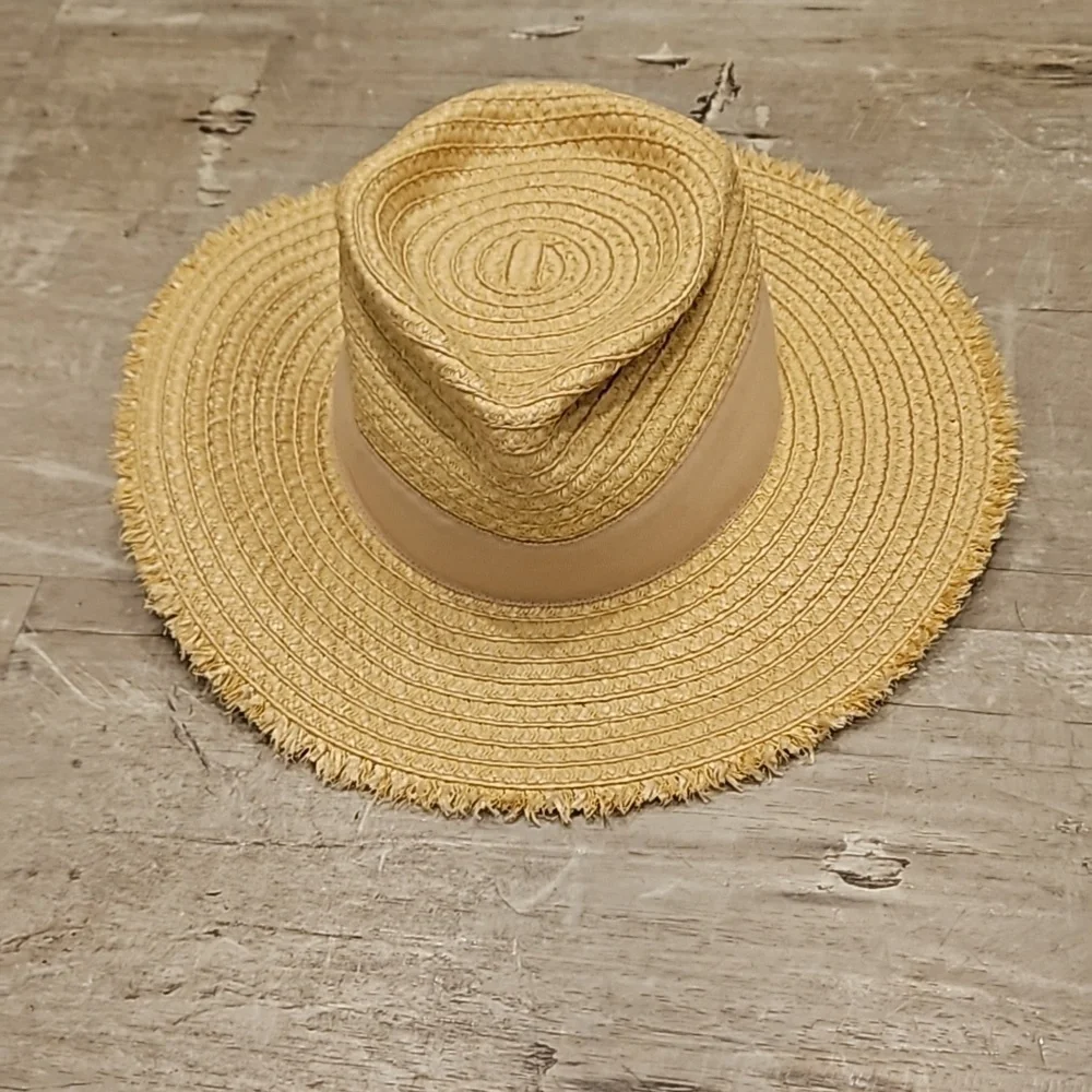 💕ERIC JAVITS💕 Fringe PInch Packable Fedora Squishee Straw Hat ~ Flax Mix NWT - Picture 10 of 16